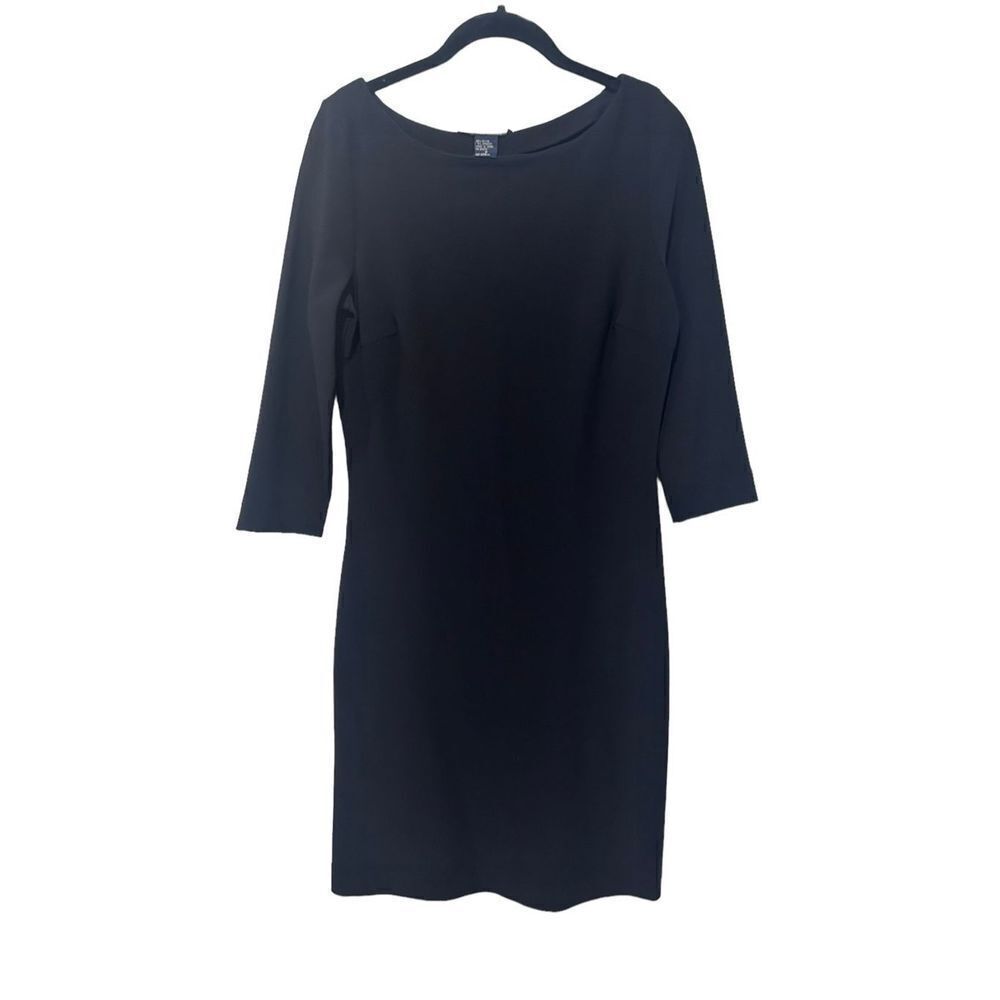 Boston Proper Black 3/4 sleeve nylon spandex mini dress square neckline size m